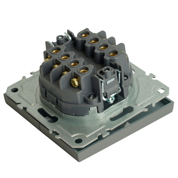 Переключатель перекрестный 2-клавишный (механизм), STEKKER, 250В, 10А, серия Эмили, RSW10-5111-10, платиново-серый, soft touch 50166