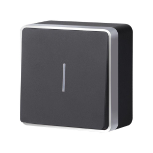 W5010134/ Выключатель одноклавишный с подсветкой Gallant (черный с серебром)