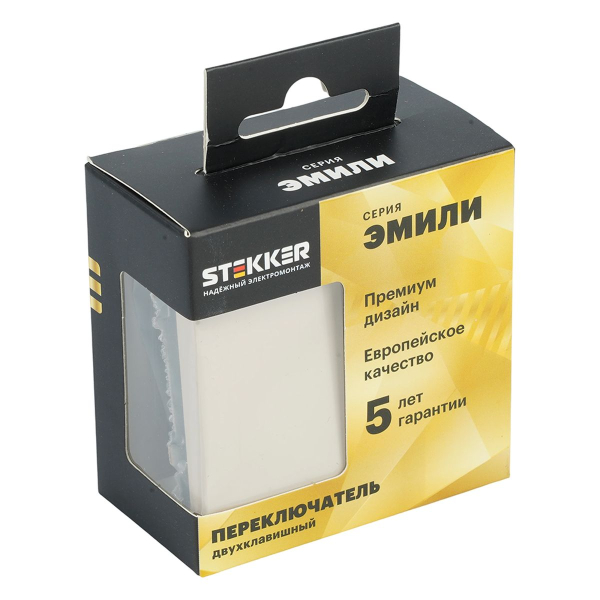 Переключатель 2-клавишный (механизм), Stekker, 250В, 10А Эмили, RSW10-5107-08, кашемир, soft touch 49895