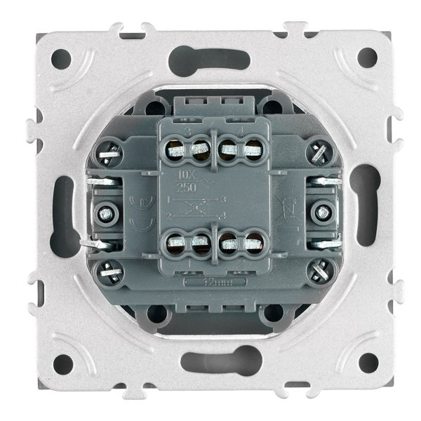 Переключатель 1-клавишный (механизм), STEKKER, 250В, 10A, серия Эмили, RSW10-5105-10, платиново-серый, soft touch 49945