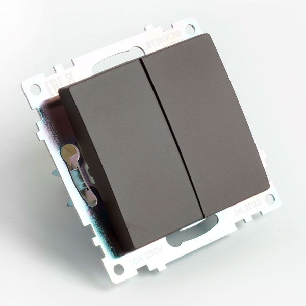 Переключатель двухклавишный Stekker Катрин GLS10-7107-04 шоколад 49170