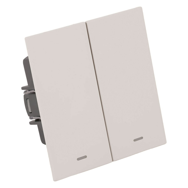 Выключатель 2-клавишный c индикатором (механизм), Stekker, 250В, 10А Мия, RSW10-3102-10, пудровый жемчуг 50476