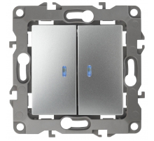 Выключатель двухклавишный с подсветкой ЭРА 12 10AX 250V 12-1105-03 Б0014659