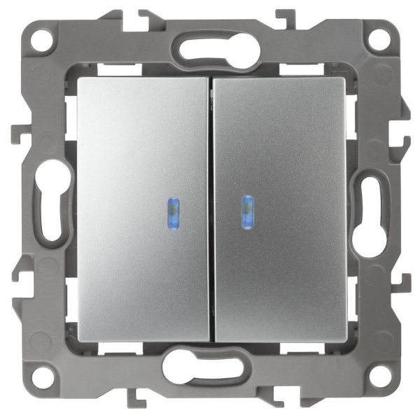 Выключатель двухклавишный с подсветкой ЭРА 12 10AX 250V 12-1105-03 Б0014659 Выключатель двухклавишный с подсветкой ЭРА 12 10AX 250V 12-1105-03 Б0014659