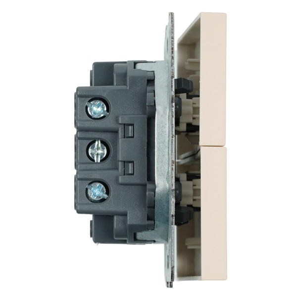 Выключатель 2-клавишный (механизм), Stekker, 250В, 10А Эмили, RSW10-5104-08, кашемир, soft touch 49892