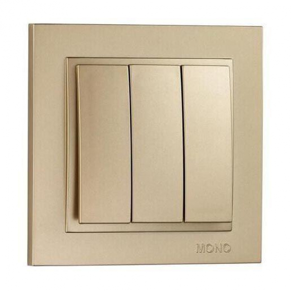 Выключатель Mono Electric Despina трехклавишный титан 102-222222-114 Выключатель Mono Electric Despina трехклавишный титан 102-222222-114