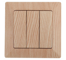 Выключатель трехклавишный ЭРА Intro Solo 10A 250V дерево 4-106-11 Б0043304