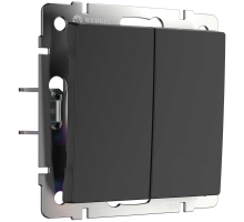 Выключатель двухклавишный с самовозвратом Werkel черный матовый W1122408 4690389192340