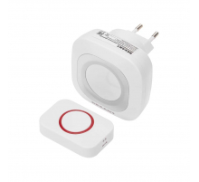 Беспроводной дверной звонок в розетку c цифровым кодированием мигающий 36 мелодий 150м IP44 (белый/серый) REXANT 73-0090