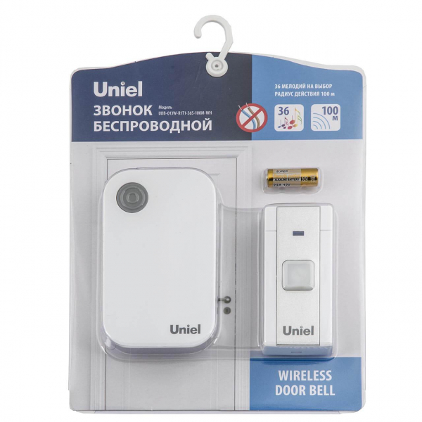 Звонок беспроводной Uniel UDB-013W-R1T1-36S-100M-WH UL-00006432 Звонок беспроводной Uniel UDB-013W-R1T1-36S-100M-WH UL-00006432