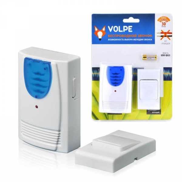 Звонок беспроводной Volpe UDB-Q023 W-R1T1-16S-30M-WH 11016 Звонок беспроводной Volpe UDB-Q023 W-R1T1-16S-30M-WH 11016