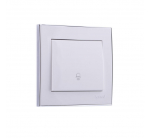 Кнопка звонка Lezard Rain белый c бок. вставкой хром 703-0225-103