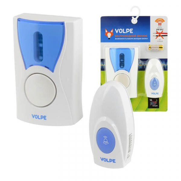 Звонок беспроводной Volpe UDB-Q027 W-R1T1-16S-80M-WH UL-00002403 Звонок беспроводной Volpe UDB-Q027 W-R1T1-16S-80M-WH UL-00002403