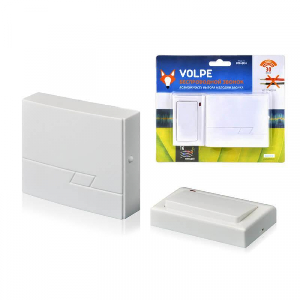 Звонок беспроводной Volpe UDB-Q020 W-R1T1-16S-30M-WH 11013 Звонок беспроводной Volpe UDB-Q020 W-R1T1-16S-30M-WH 11013