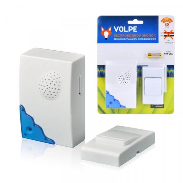Звонок беспроводной Volpe UDB-Q022 W-R1T1-16S-30M-WH 11015 Звонок беспроводной Volpe UDB-Q022 W-R1T1-16S-30M-WH 11015