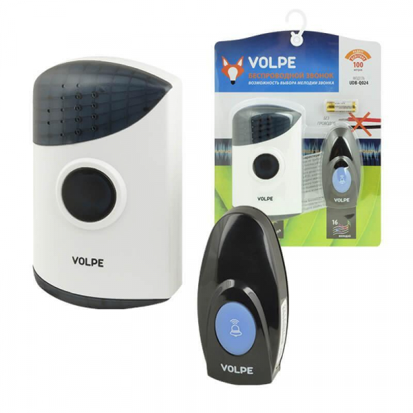Звонок беспроводной Volpe UDB-Q024 W-R1T1-16S-100M-WH UL-00002400 Звонок беспроводной Volpe UDB-Q024 W-R1T1-16S-100M-WH UL-00002400