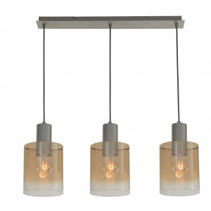 7613-3PC BRUSHED SILVER+AMBER GLASS (1) Люстра NW