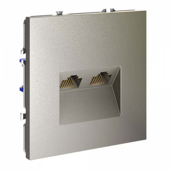 Розетка компьютерная встраиваемая VOLTUM S70 двойная RJ45+RJ45 кат.6, (шелк) Розетка компьютерная встраиваемая VOLTUM S70 двойная RJ45+RJ45 кат.6, (шелк)