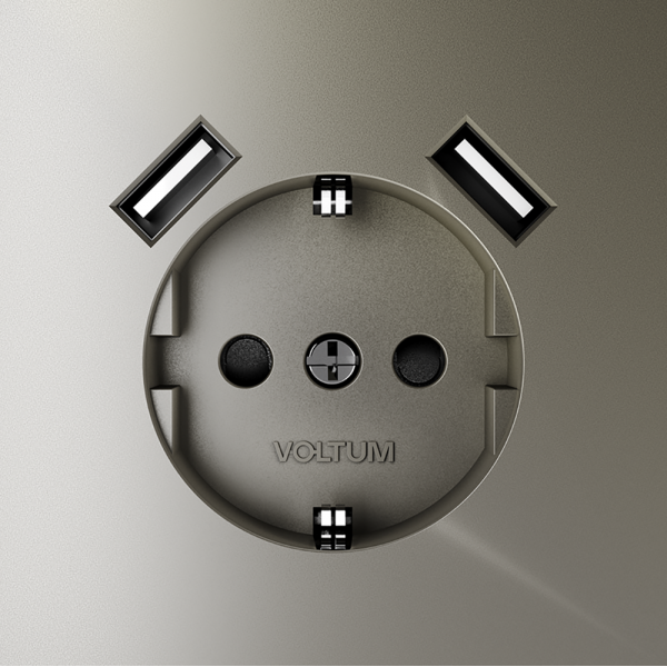 Розетка встраиваемая VOLTUM S70 с заземлением и защитными шторками, 16А, с USB, A+A, (шелк) Розетка встраиваемая VOLTUM S70 с заземлением и защитными шторками, 16А, с USB, A+A, (шелк)
